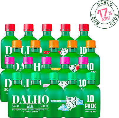 A DALHO 10-pack case of 50 mL bottles in mixed flavors